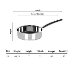 Doniv 3 Piece Majestic Sandwich Bottom Cookware Set, 1 Piece Kadhai with Lid 24 cms, 1 Piece Sauce Pan with Lid 14 cms & 1 Piece Fry Pan 20 cms
