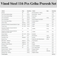 VINOD Deluxe 116 Pieces Griha Pravesh Set Elegant Gifting Option for Weddings, Anniversaries and Auspicious Occasions