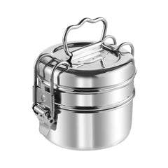 Kraft Lunch Box-Food Container Two Tier Compartment with Handle - Stainless Steel