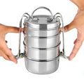 VINOD Stainless Steel Lunch Tiffin 9 Inch - 4 Compartment, Highest Grade Stainless Steel, Mirror Finish, Tough & Strong, Rust Free