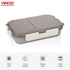 VINOD Stainless Steel 2 Compartment Tiffin, Airtight, Leak-Proof, Food-Grade Stainless Steel Tray, Insulated, Lightweight