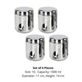 VINOD Stainless Steel Russian Deep Dabba Set of 4 - 1000 ml with Heavy Gauge Steel, Airtight Lids, Mirror Finish & Dishwasher Safe