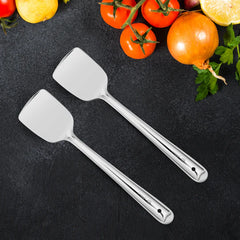 VINOD Stainless Steel Basting Turner / Khurpa/ Cooking Plata Turner Set of 2 - 37 cm, Highest Grade Stainless Steel, Rust Free, Dishwasher Safe