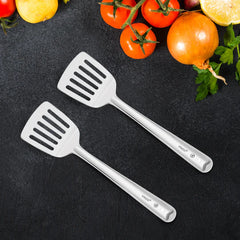 VINOD Stainless Steel Basting Slotted Turner / Cooking Plata Set of 2 - 36 cm, High Quality Stainless Steel, Rust Free, Dishwasher