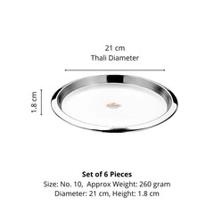 Vinod Stainless Steel Two Tone Dish / Serving Dish / Salad Plate / Snack Plate, Set of 6 pieces