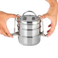 VINOD Stainless Steel Lunch Tiffin 9 Inch - 3 Compartment, Mirror Finish, Tough and Strong Build, Rust Free, Easy to Carry