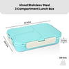 VINOD Stainless Steel Tiffin 3 Compartment Airtight Silicone-Sealed Lid, Food-Grade Steel, Secure Clips and Insulated