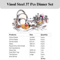 VINOD 37 Pieces Stainless Steel Dinner Set, Heavy Gauge, Rust-free, Tough & Strong, Durable, Dishwasher safe and ISI certified