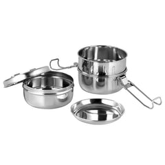 VINOD Stainless Steel Lunch Tiffin, 7 Inch - 3 Compartment Design, Rust Free, Mirror Finish, Tough and Strong & Easy Carry