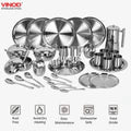 VINOD 53 Pieces Two Tone Dinner Set, Heavy Gauge, Rust-free, Tough and Strong, Durable Two Shine, Dishwasher Safe and ISI certified