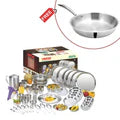 55 Pieces Two Tone Dinner Set for Six Persons with Free Doniv Frypan Ideal Gift for Anniversaries and Housewarming