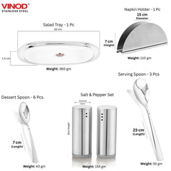 Vinod 55 Pieces Two Tone Stainless Steel Dinner Set, Heavy Gauge, Rust-Free, Durable, Dishwasher Safe and ISI Certified