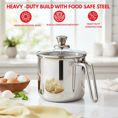 Vinod Platinum Triply Milk Pot 2 Litre - 14 cm with Glass Lid