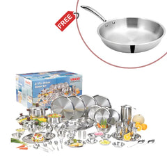 61 Pieces Two Tone Deluxe Dinner Set for Six Persons with Free Doniv Frypan Perfect Gift for Weddings & Giveaways