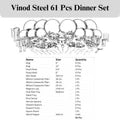 VINOD 61 Pcs Premium Stainless Steel Dinner Set Heavy Gauge, Rust Free, Durable, Dishwasher Safe, Hygienic, Mirror Finish with ISI Certified