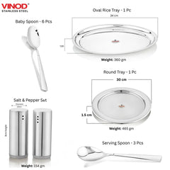 Vinod 61 Pieces Two Tone Deluxe Dinner Set, Heavy Gauge, Rust-Free, Tough and Strong, Durable, Dishwasher Safe & ISI Certified