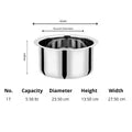 Vinod Stainless Steel Induction Friendly Flat Bottom Tope Without Lid 5.5 Ltr