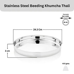 Vinod Stainless Steel Beeding Khumcha Thali Set of 2,