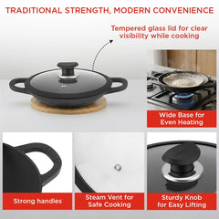 Ferona Cast Iron Appachetty with glass lid