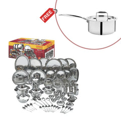 85 Pieces Deluxe Dinner Set for Eight Persons with Free Doniv Sauce Pan Perfect for Weddings and Family Gifting