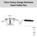 Vinod - Claro Heavy Gauge Stainless Steel Tadka Pan (Plain), 1.5 mm