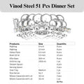 VINOD 51 Pieces Stainless Steel Dinner Set in Two Boxes, Heavy Gauge steel, Tough and Strong, Mirror finish, Dishwasher safe & ISI certified