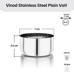 Vinod Stainless Steel Vati / Katori, set of 12 pcs, No 4.5