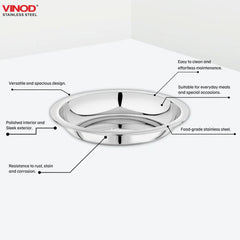 Vinod Stainless Steel Halwa Plate Set of 6 Pieces