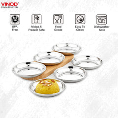 Vinod Stainless Steel Round Beeding Halwa Plate Set of 12 Pieces, Diameter 11.2 cm