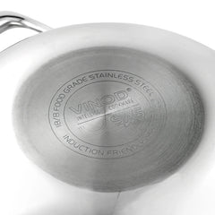 Vinod Platinum Triply Stainless Steel Kadai with Lid (Induction Friendly)