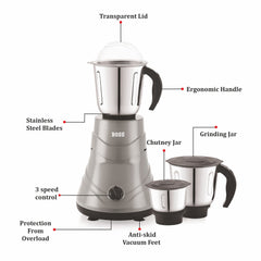 BOSS Alpha 750W Mixer Grinder with Powerful Motor, 3 SS Jars, 5 years warranty