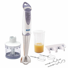 BOSS Quickmix Hand Blender 450 watts Hand Blender, Variable speed control, Chopper & Measuring Jar, Whisk & Dough hooks, 2 Years Warranty