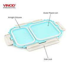 VINOD Stainless Steel 2 Compartment Tiffin, Airtight, Leak-Proof, Food-Grade Stainless Steel Tray, Insulated, Lightweight
