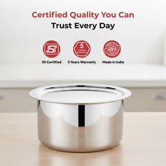 Doniv Titanium Triply Stainless Steel Tope with Cover , Induction Friendly