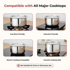 Doniv Titanium Triply Stainless Steel Tope with Cover , Induction Friendly