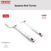 Vinod Stainless Queens Steel Roti Turner Heavy Gauge Flat Plain Cooking Spoon Steel Spatula I Set of 2