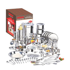114 Pieces Deluxe Griha Pravesh Set with Complimentary Pawali and Kadai Ideal for Weddings and Housewarming Gifting