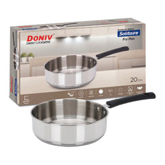 DONIV Stainless Steel Sandwich Bottom Solitaire Fry Pan, – Induction Friendly. Capacity 2 Liter