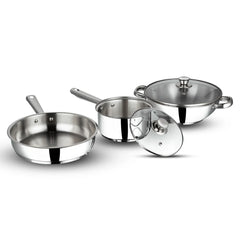 Vinod Stainless Steel Modena Cookware Set - 3 Piece (Induction Friendly)