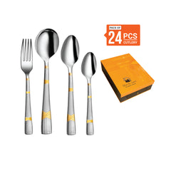 Stainless Steel 24 PCS Cutlery Set with Dessert Soup Spoon Lush