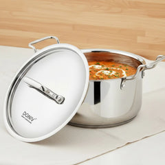 Doniv Majestic Stainless Steel Sandwich Bottom Sauce Pot With Lid – Induction Friendly