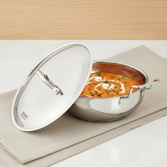 Doniv Stainless Steel Sandwich Majestic Bottom Kadai with Steel Lid – Induction Friendly