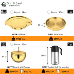 Stainless Steel 72 PCS Dinner Set with Gold PVD Coating (6 People) Nifty