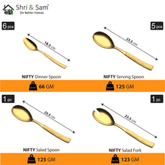 Stainless Steel 72 PCS Dinner Set with Gold PVD Coating (6 People) Nifty