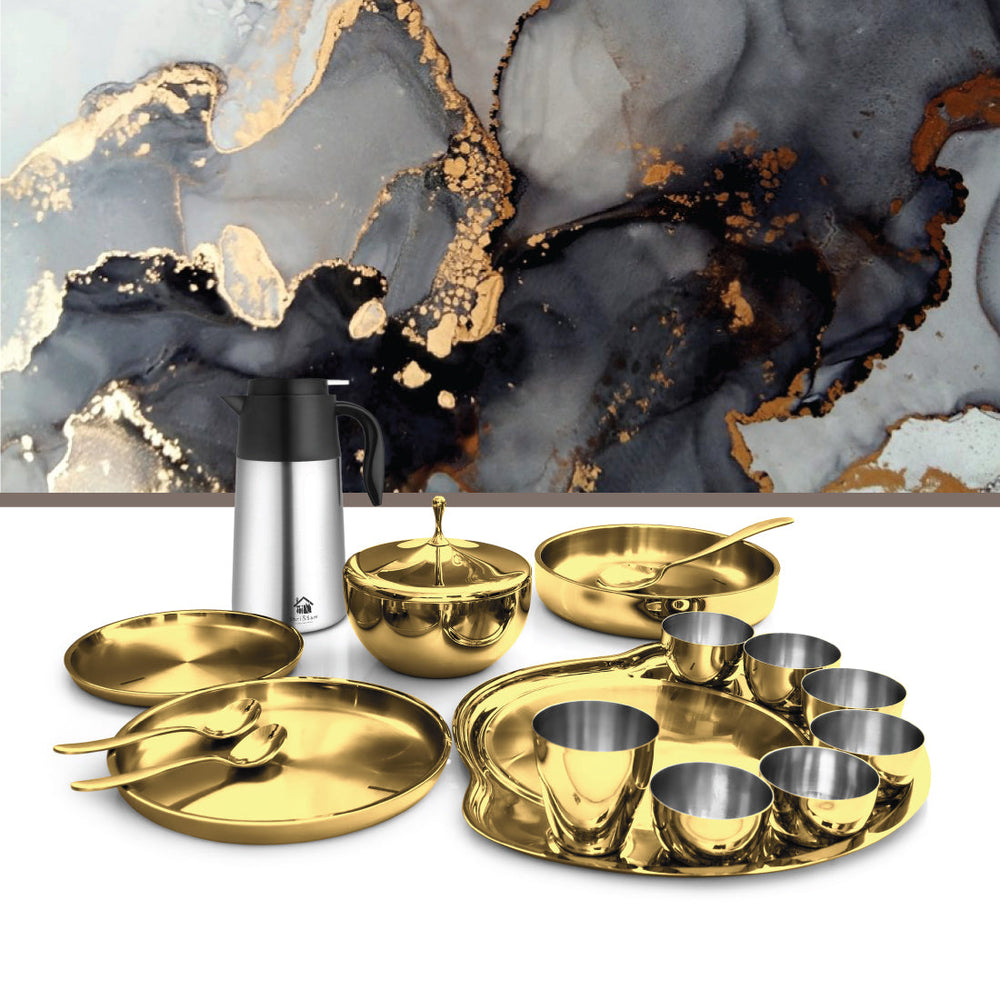Stainless Steel 72 PCS Dinner Set with Gold PVD Coating (6 People) Nifty