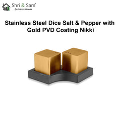 Stainless Steel Dice Salt & Pepper with Gold PVD Coating Nikki