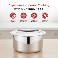 Doniv Titanium Triply Stainless Steel Tope with Cover , Induction Friendly