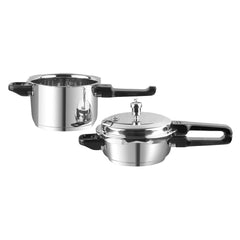 Vinod Combo Set - Regular Outer Lid Pressure Cooker with Deep Pan Pressure Cooker & Common Lid