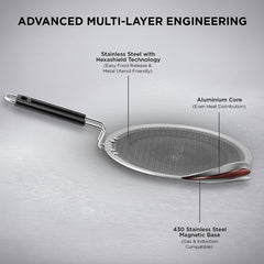 Vinod Platinum Triply Stainless Steel SAS Pro Concave Tawa - 25 cm (Induction Friendly)