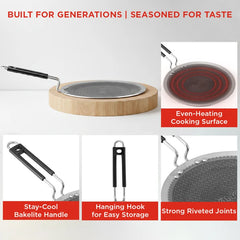 Vinod Platinum Triply Stainless Steel SAS Pro Concave Tawa - 25 cm (Induction Friendly)